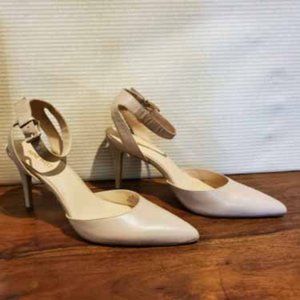 Nine West NW7ACKLEY Taupe Leather Ankle Strap Pumps; Size 10 New in Box